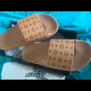 MCM Monogram Print Rubber Slides